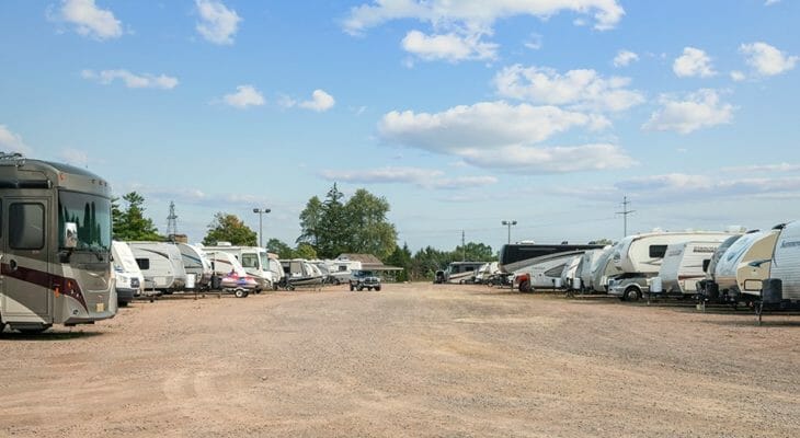 Outdoor rental parking for RVs, trailers, and cars