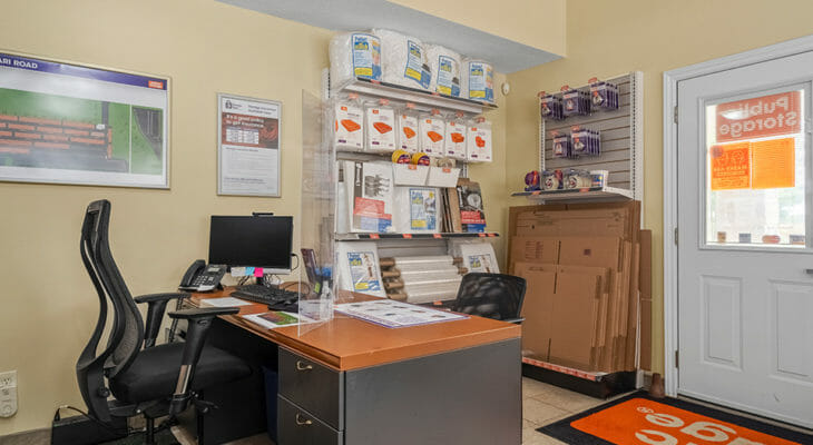 Rental office with packing and moving supplies for sale