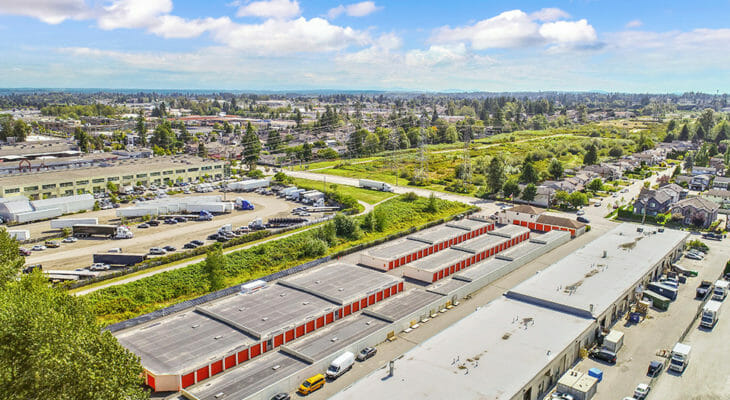 Public Storage Surrey - 80th Ave - Panoramic aerial view
