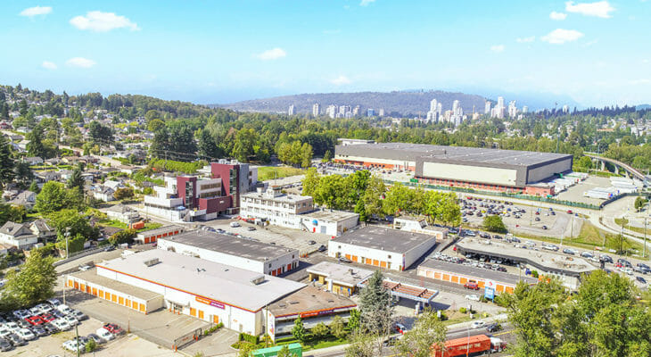 Public Storage New Westminster - Braid St - Panoramic aerial view