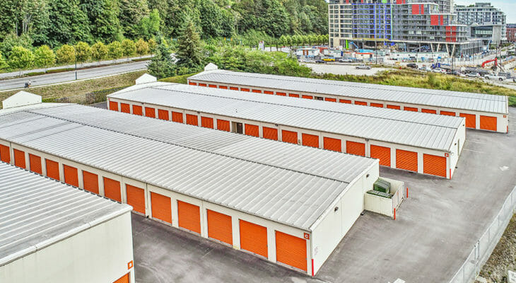 Public Storage Vancouver - Kinross St - Close-up aerial view